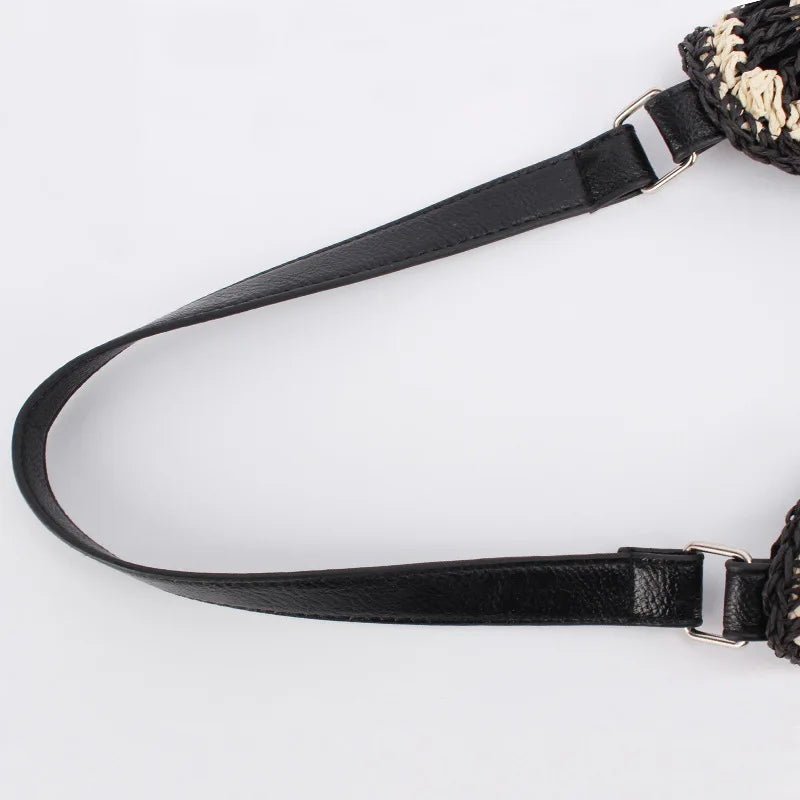 Tote Bag Straw with Faux Leather Details and Magnetic Snap