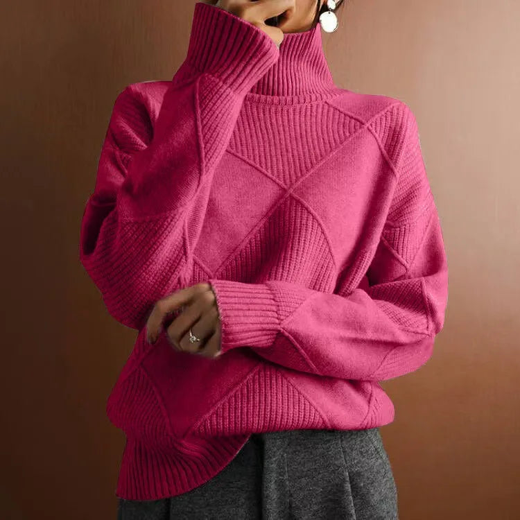 Lambswool Ribbed Roll Neck Jumper