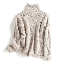 Cable Pointelle Roll Neck Jumper