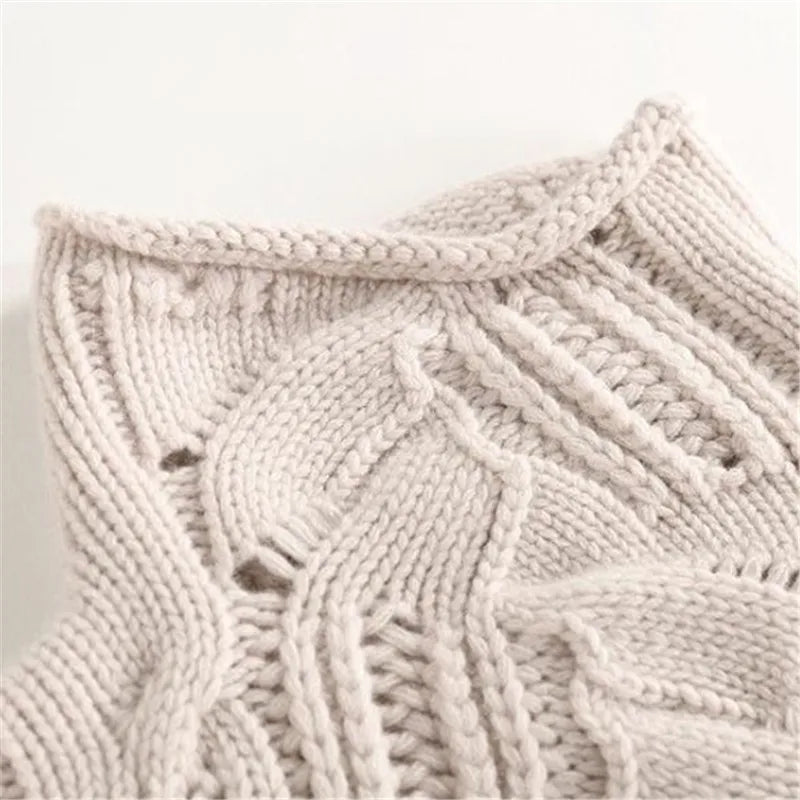 Cable Pointelle Roll Neck Jumper