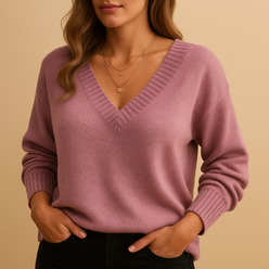 Ribbed V-Neck Jumper