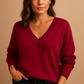 Ribbed V-Neck Jumper