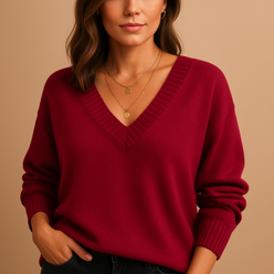 Ribbed V-Neck Jumper