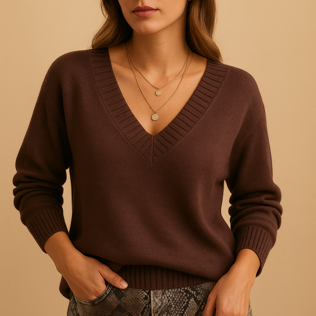 Ribbed V-Neck Jumper