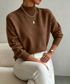 Cashmere-Feel Mock Neck Jumper