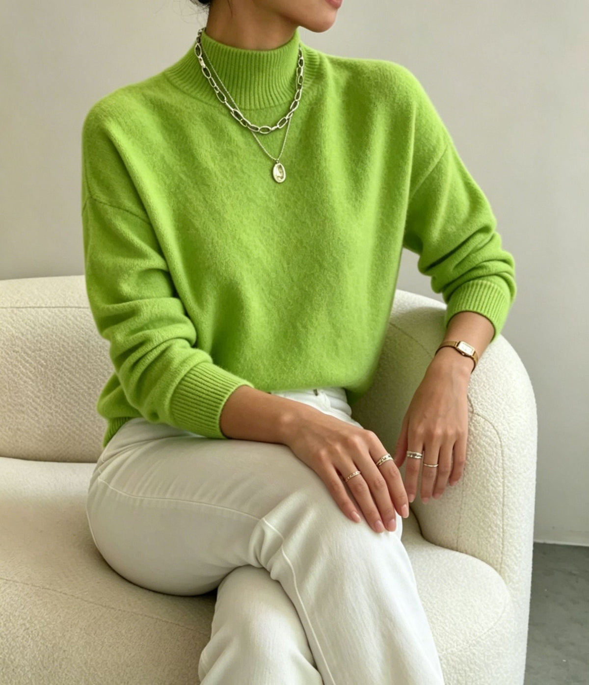 Cashmere-Feel Mock Neck Jumper
