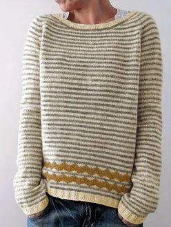 Patterned Hem Striped Jumper