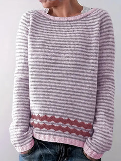 Patterned Hem Striped Jumper