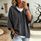 Lace-Up Hooded Knit Jumper
