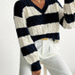 Striped Cable V-Neck Jumper