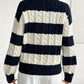 Striped Cable V-Neck Jumper