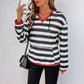 Striped V-Neck Hoodie