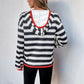 Striped V-Neck Hoodie