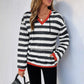Striped V-Neck Hoodie