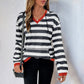 Striped V-Neck Hoodie