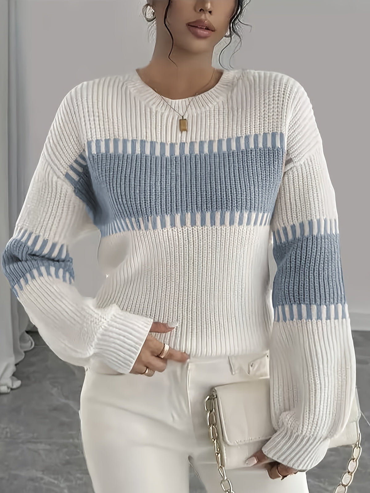 Wide Sleeve Striped Jumper