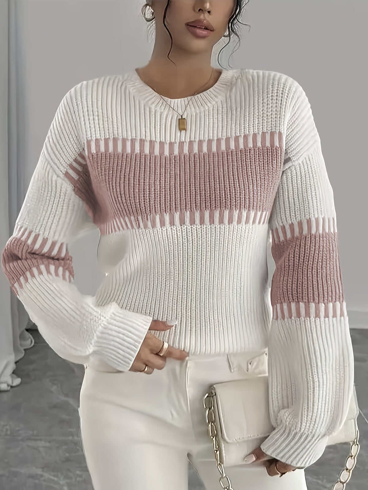 Wide Sleeve Striped Jumper