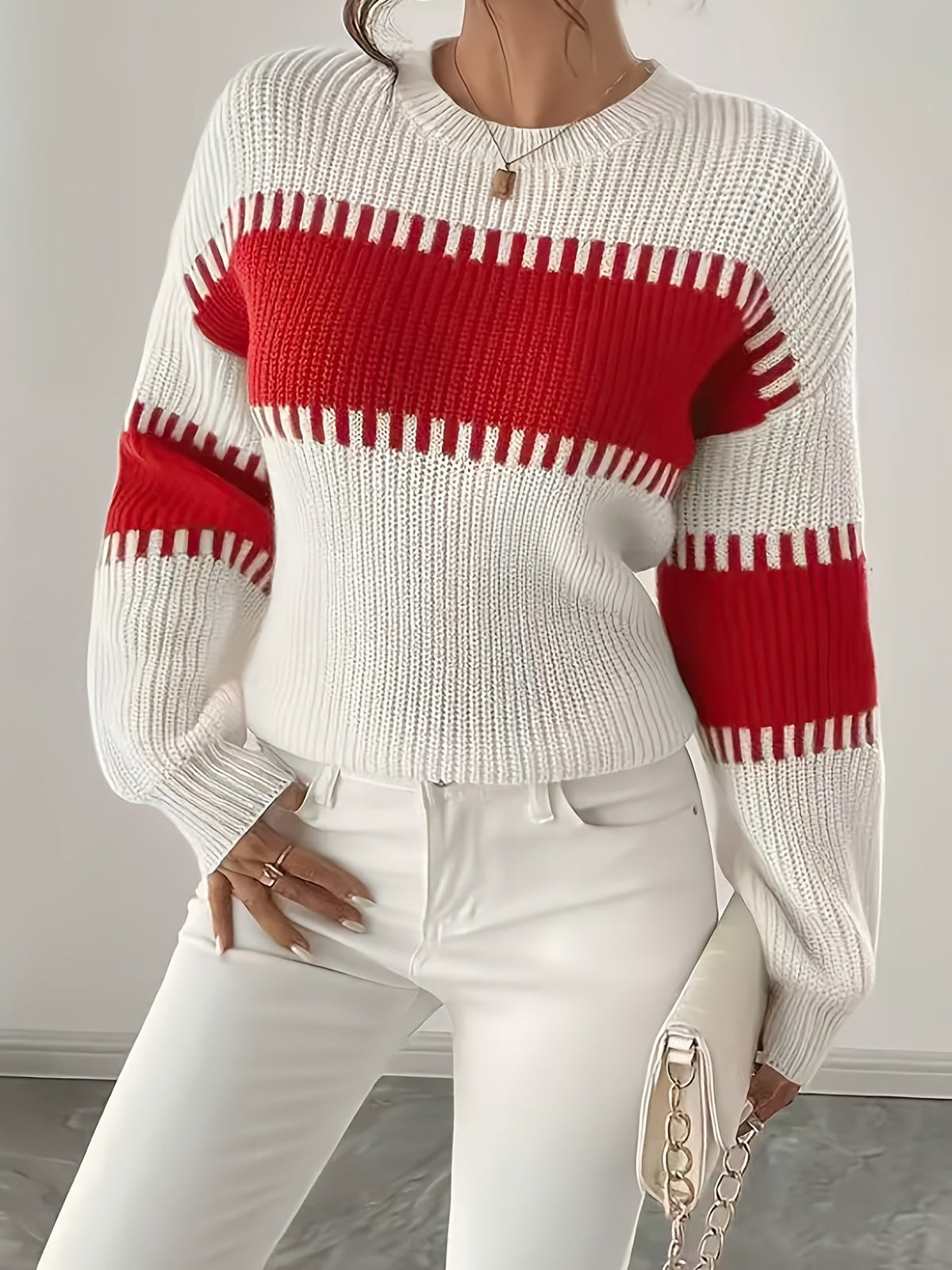 Wide Sleeve Striped Jumper