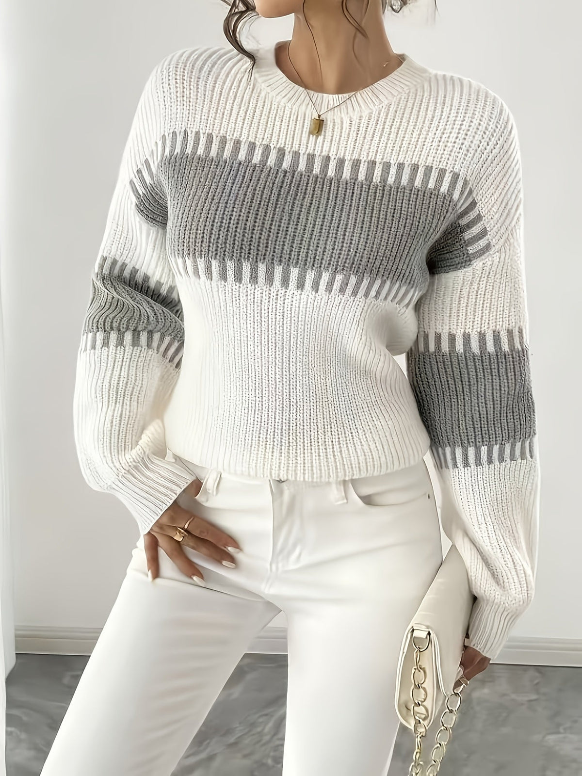 Wide Sleeve Striped Jumper