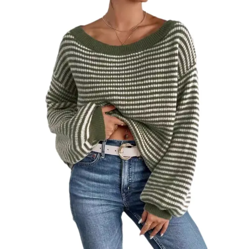 Striped Off-Shoulder Jumper