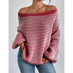 Striped Off-Shoulder Jumper