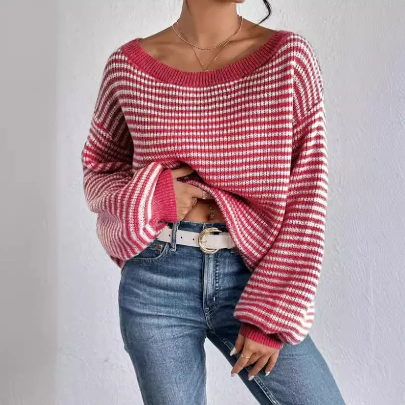 Striped Off-Shoulder Jumper