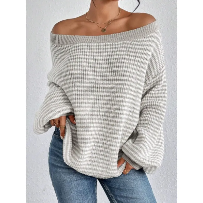 Striped Off-Shoulder Jumper