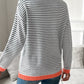 Coral Trim Striped Jumper