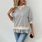 Ruffle Hem Striped Sweatshirt