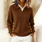 Gold Side Button V-Neck Jumper