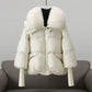 Coat Polyester Padded with Wide Faux Fur Collar and Ribbed Cuffs
