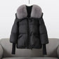 Coat Polyester Padded with Wide Faux Fur Collar and Ribbed Cuffs