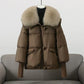 Coat Polyester Padded with Wide Faux Fur Collar and Ribbed Cuffs