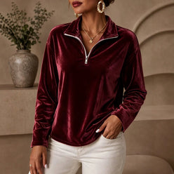 Velvet Half-Zip Top
