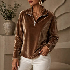 Velvet Half-Zip Top