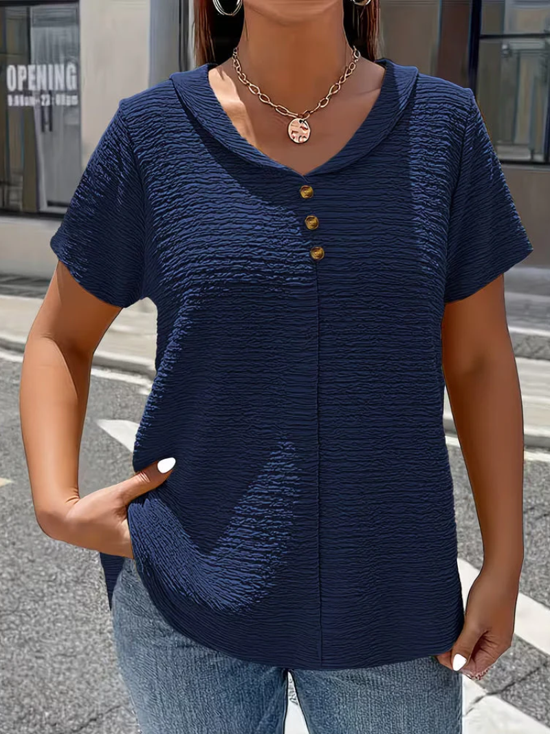 V-Neck Button Top