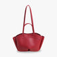 Tote Bag Grained Faux Leather with Removable Pouch and Topstitching