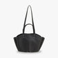 Tote Bag Grained Faux Leather with Removable Pouch and Topstitching