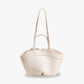 Tote Bag Grained Faux Leather with Removable Pouch and Topstitching