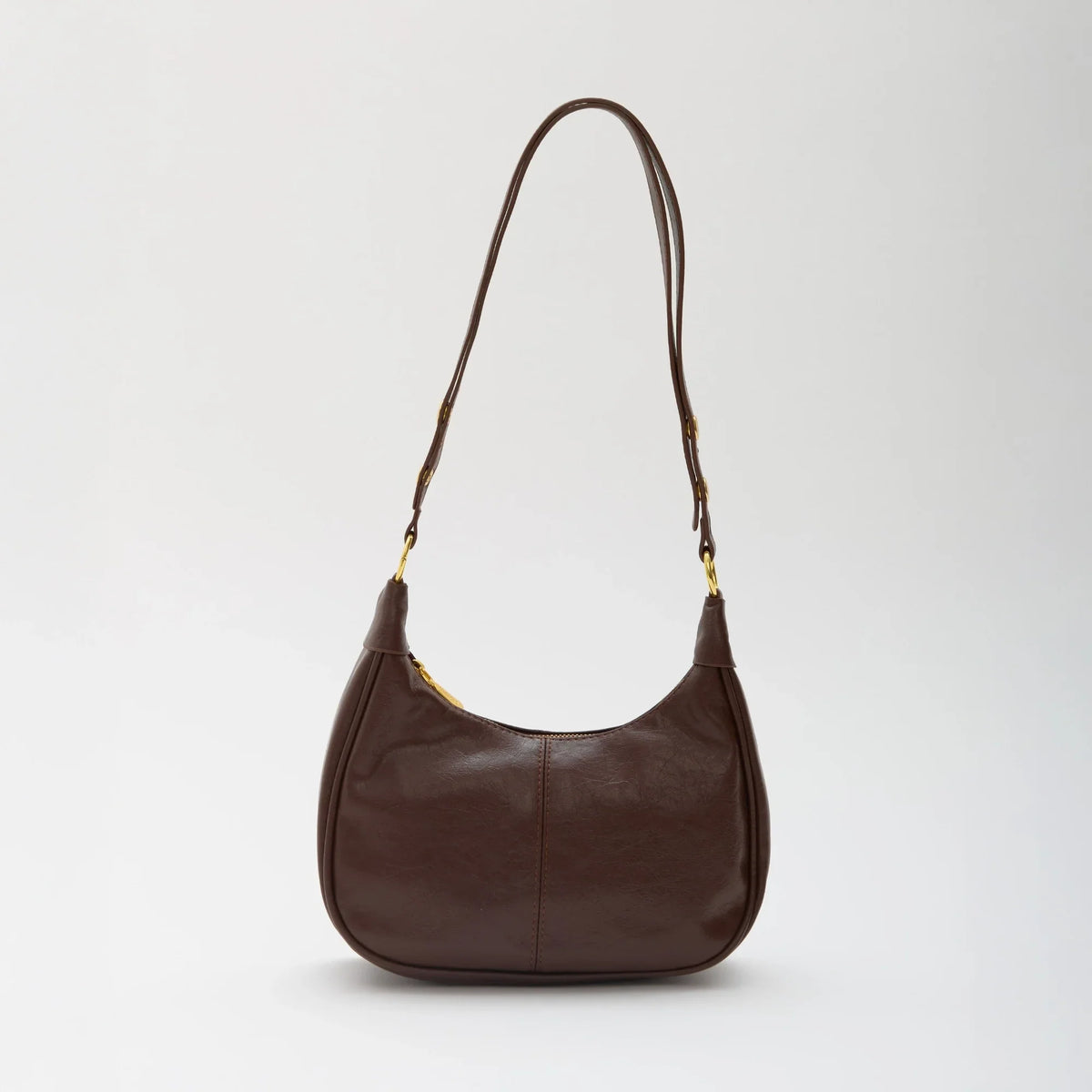 Crossbody Bag Faux Leather with Zip and Snap-Adjustable Strap