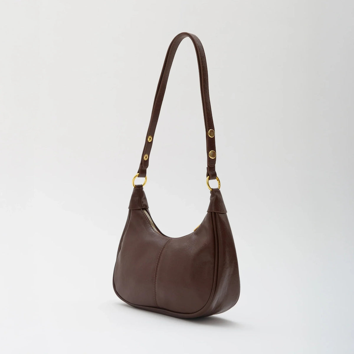 Crossbody Bag Faux Leather with Zip and Snap-Adjustable Strap