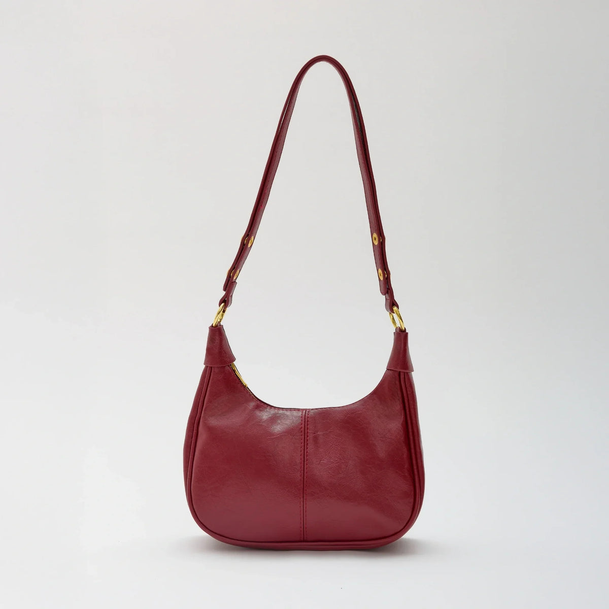 Crossbody Bag Faux Leather with Zip and Snap-Adjustable Strap
