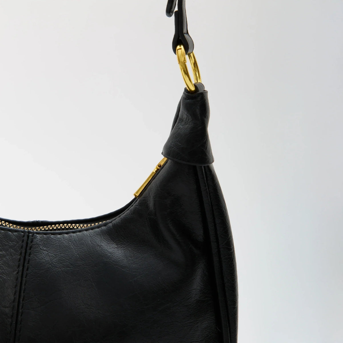 Crossbody Bag Faux Leather with Zip and Snap-Adjustable Strap