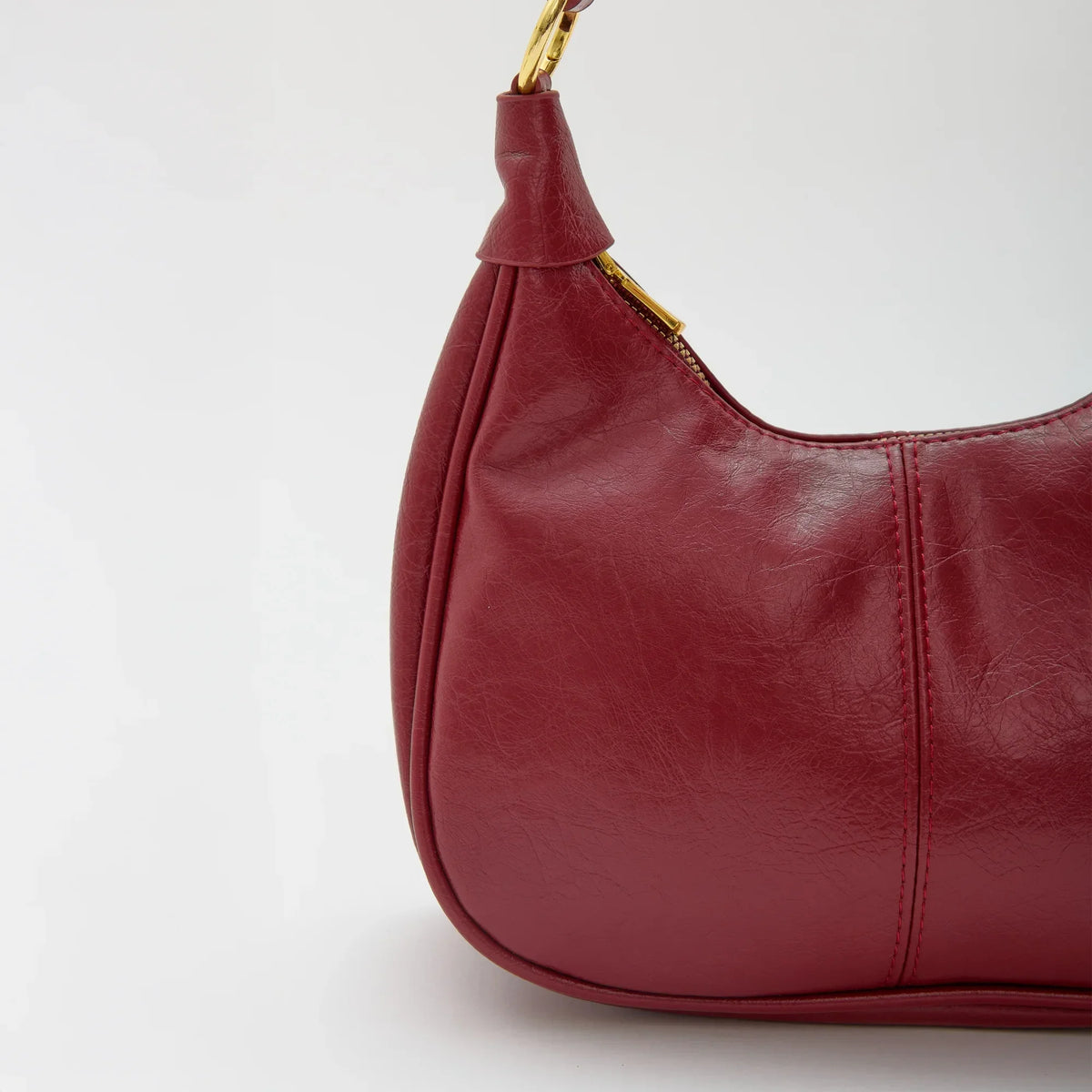 Crossbody Bag Faux Leather with Zip and Snap-Adjustable Strap