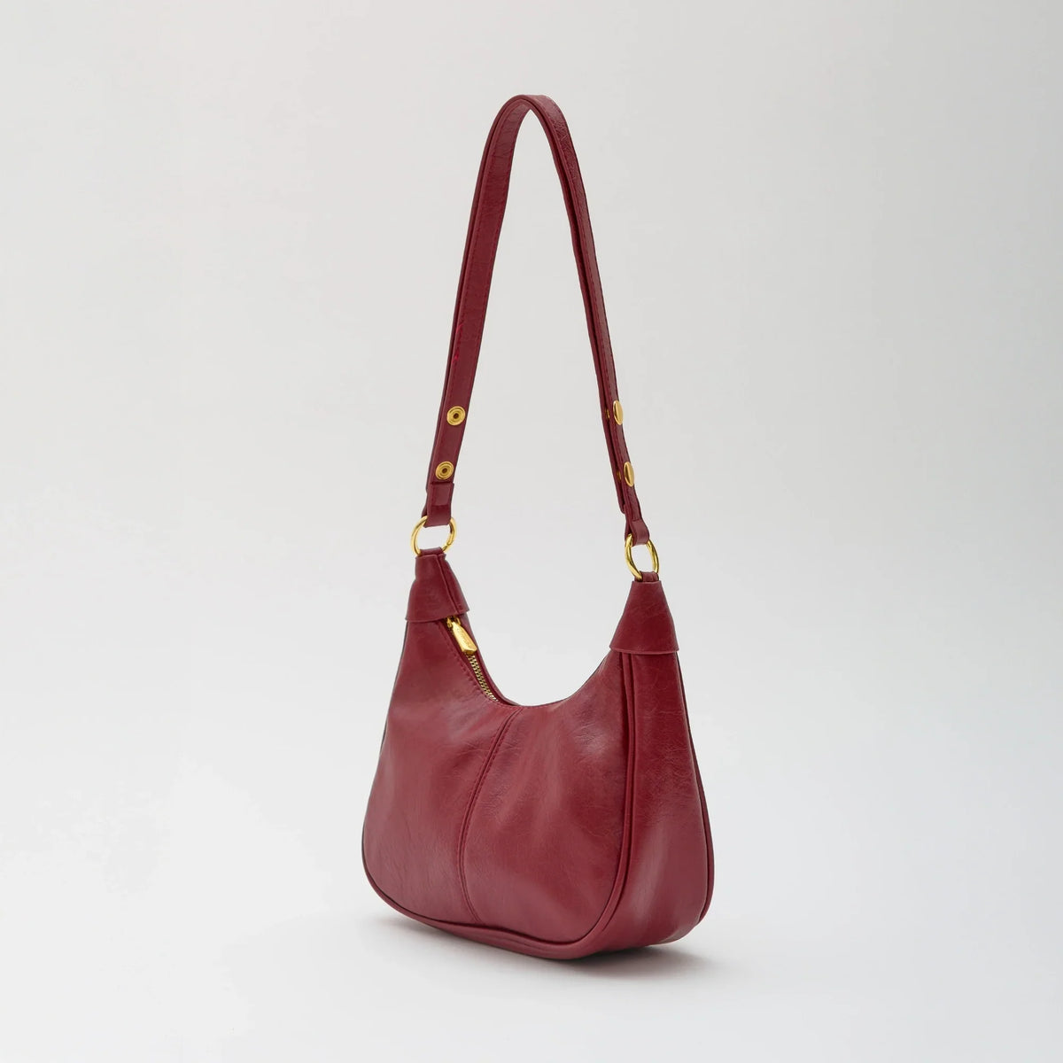 Crossbody Bag Faux Leather with Zip and Snap-Adjustable Strap