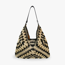 Tote Bag Straw with Faux Leather Details and Magnetic Snap
