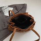 Shoulder Bag Faux Suede with Front Belt and Top Zip
