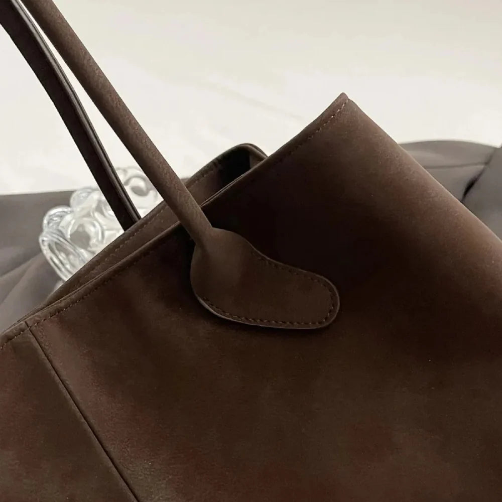 Tote Bag Faux Suede with Magnetic Closure for 16-Inch Laptop