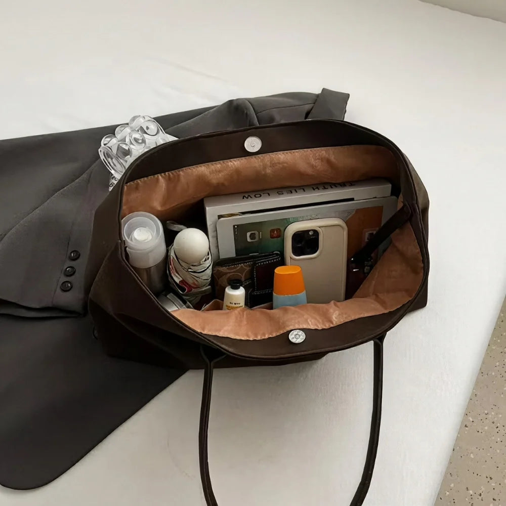 Tote Bag Faux Suede with Magnetic Closure for 16-Inch Laptop