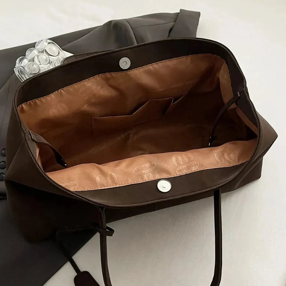 Tote Bag Faux Suede with Magnetic Closure for 16-Inch Laptop